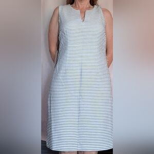 White, black stripe dress. Cotton blend. Size 10. Lined.